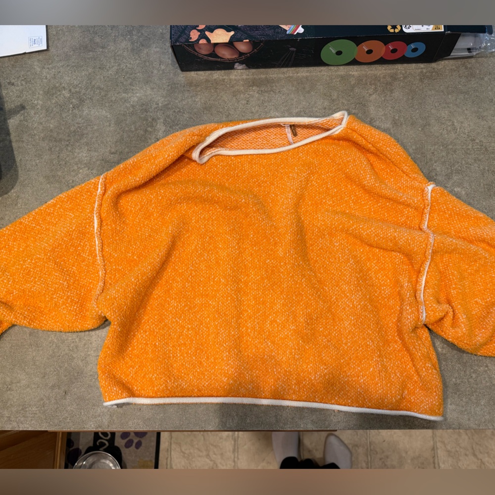Free People Orange and White Knit Top